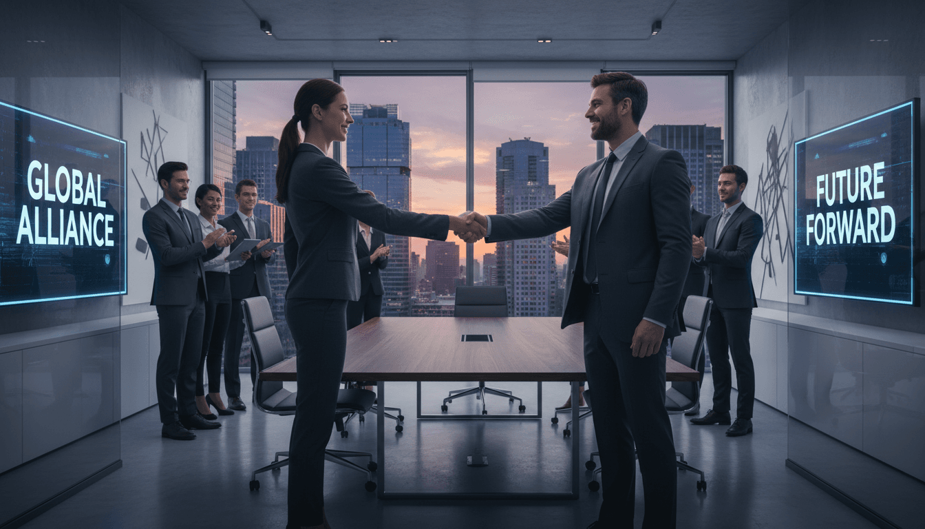 International business partners shaking hands to seal distribution agreement